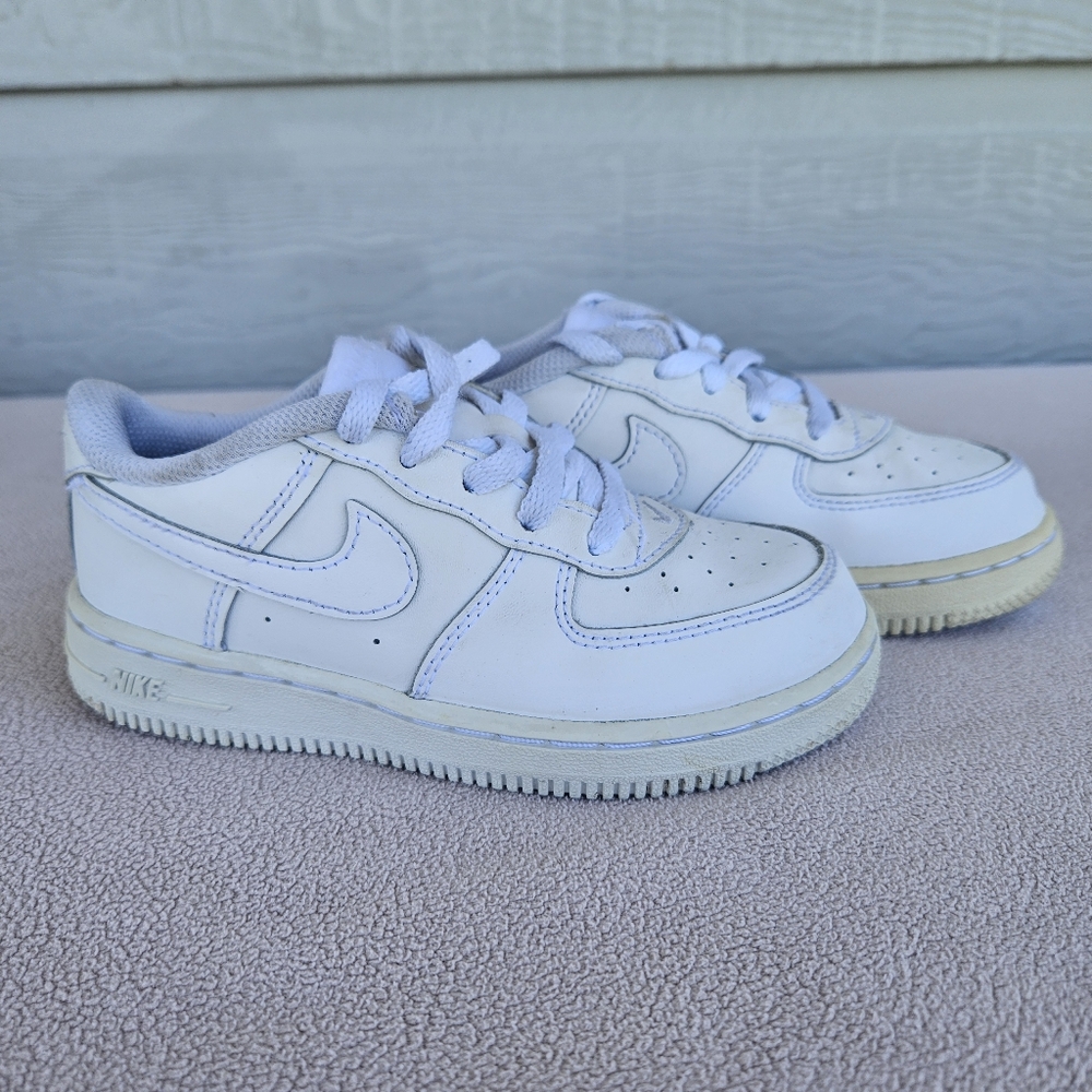 Nike Air Force 1 AF1 Low Triple White Toddler SZ 10C Leather Tie 314194-117